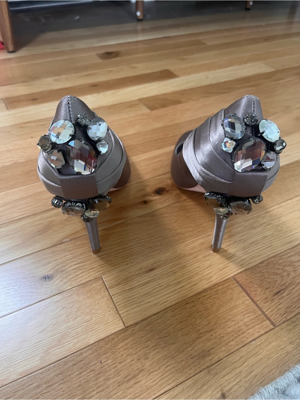 Bourne Brand Embellished bejeweled pumps in Taupe